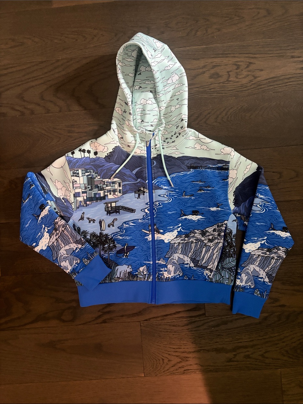 Greyson Women’s Golf, Blue and White Scenic Zip Hoodie